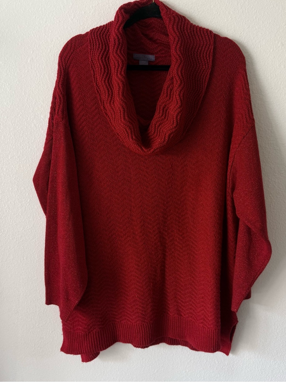 Laura Scott Red Cowl Neck Pullover Sweater